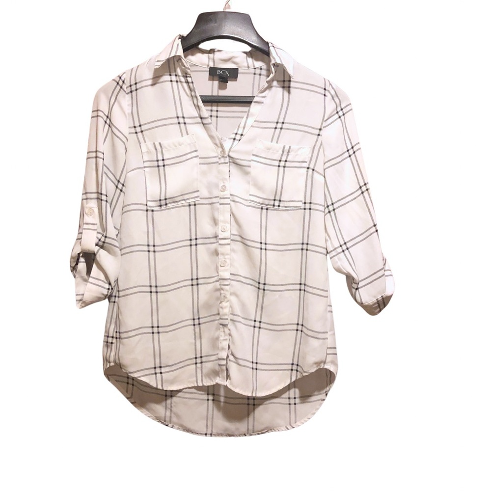 BCX Black and White Button-Up Top